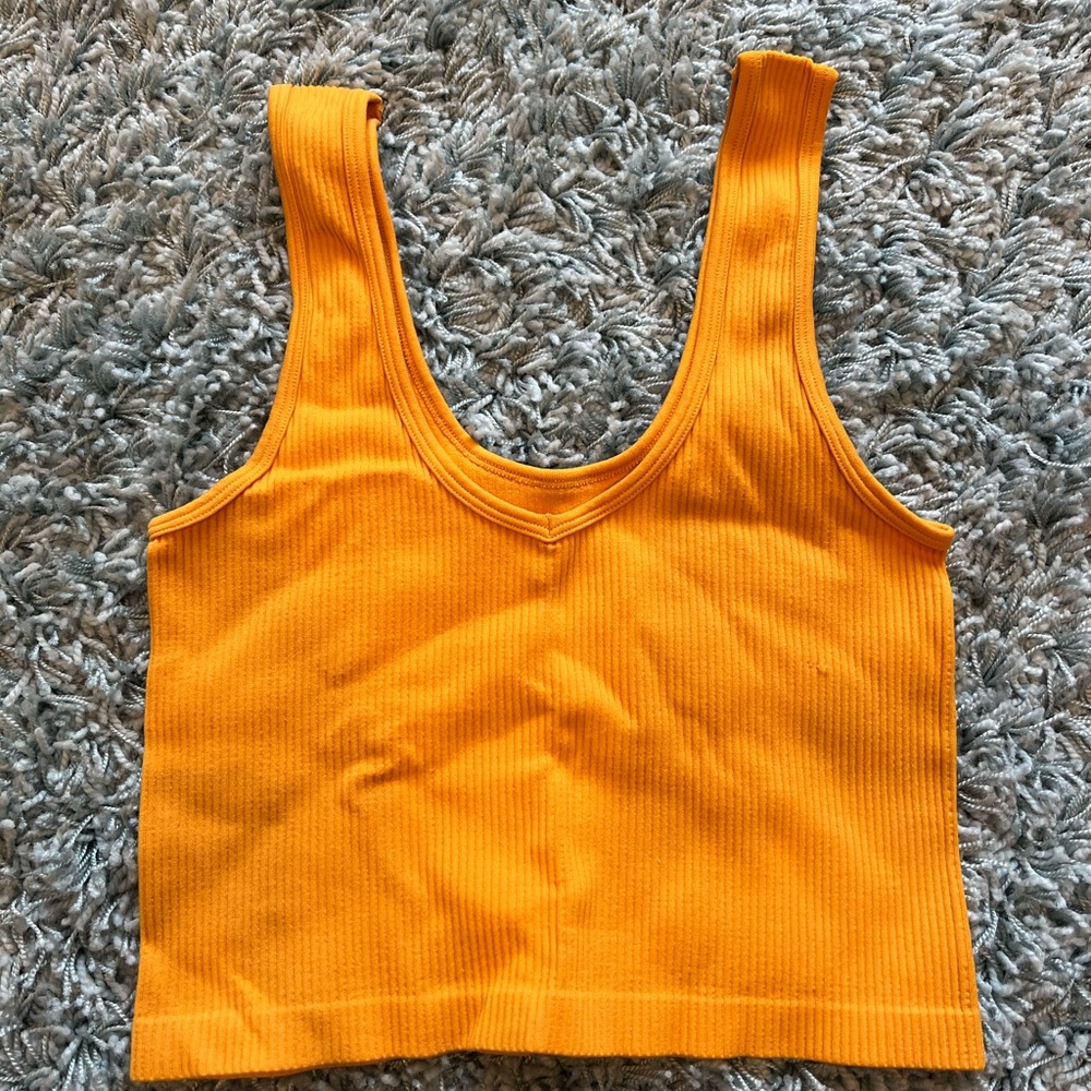 Suzette Collection- Ribbed V-Neck Tank Orange